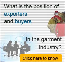 What is the position of exporters and buyers in the garment industry