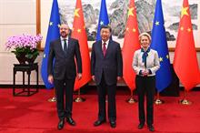 (L-R) European Council President Charles Michel, President of China Xi Jinping and President of European Commission Ursula von der Leyen at EU-China summit. Pic: @EU_Commission/X (formerly Twitter).